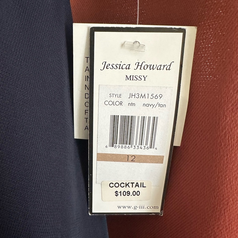 NWT Jessica Howard Navy Blue Lace Top Cocktail Dress Womens Size 12 - Picture 6 of 14